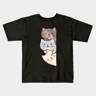 Cute three cats stack Kids T-Shirt